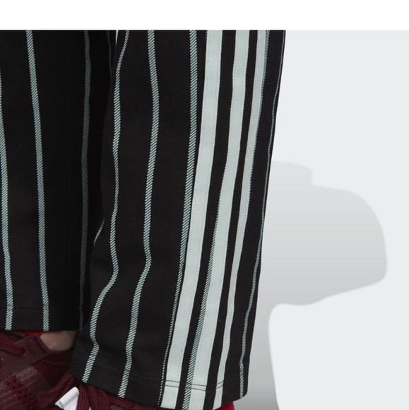 Adidas Originals 2pc Set Jacket  Pants Black Mint Pinstripe Cotton Denim L-XL/XL - Picture 2 of 14